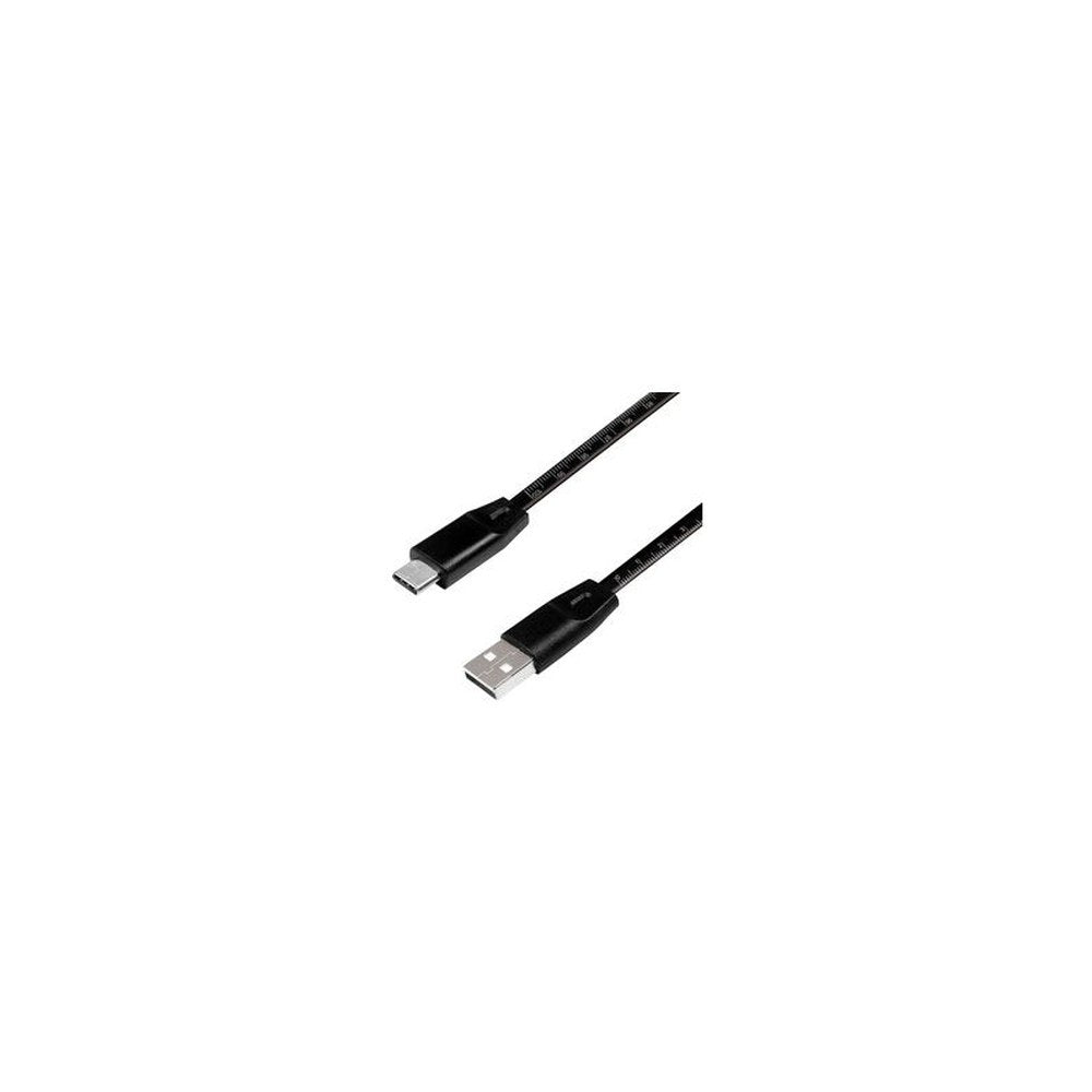 LogiLink Câble USB 2.0 avec règle, USB-A - USB-C mâle, noir
