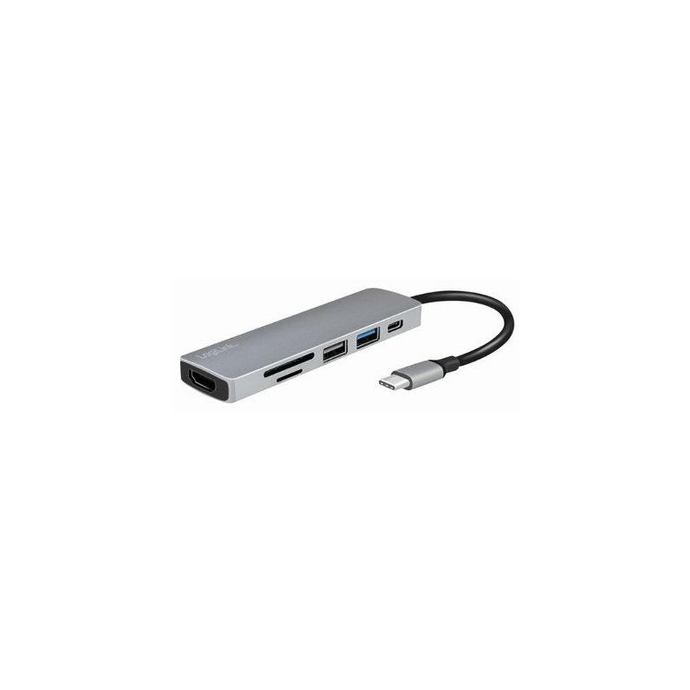 LogiLink Hub multifonction USB-C 6-en-1, argenté