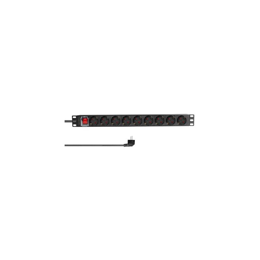LogiLink 19" Steckdosenleiste, 9-fach, mit Schalter, grau