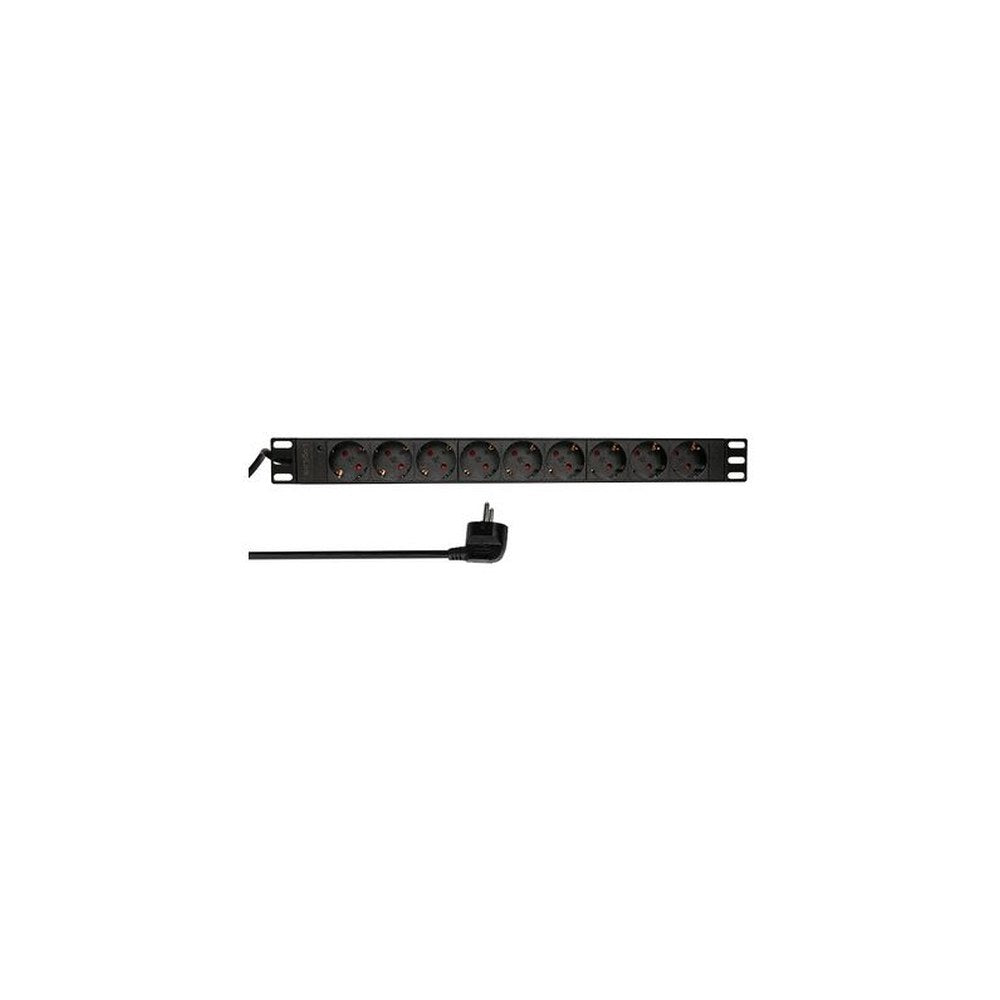 LogiLink 19" Steckdosenleiste, 9-fach, ohne Schalter, grau