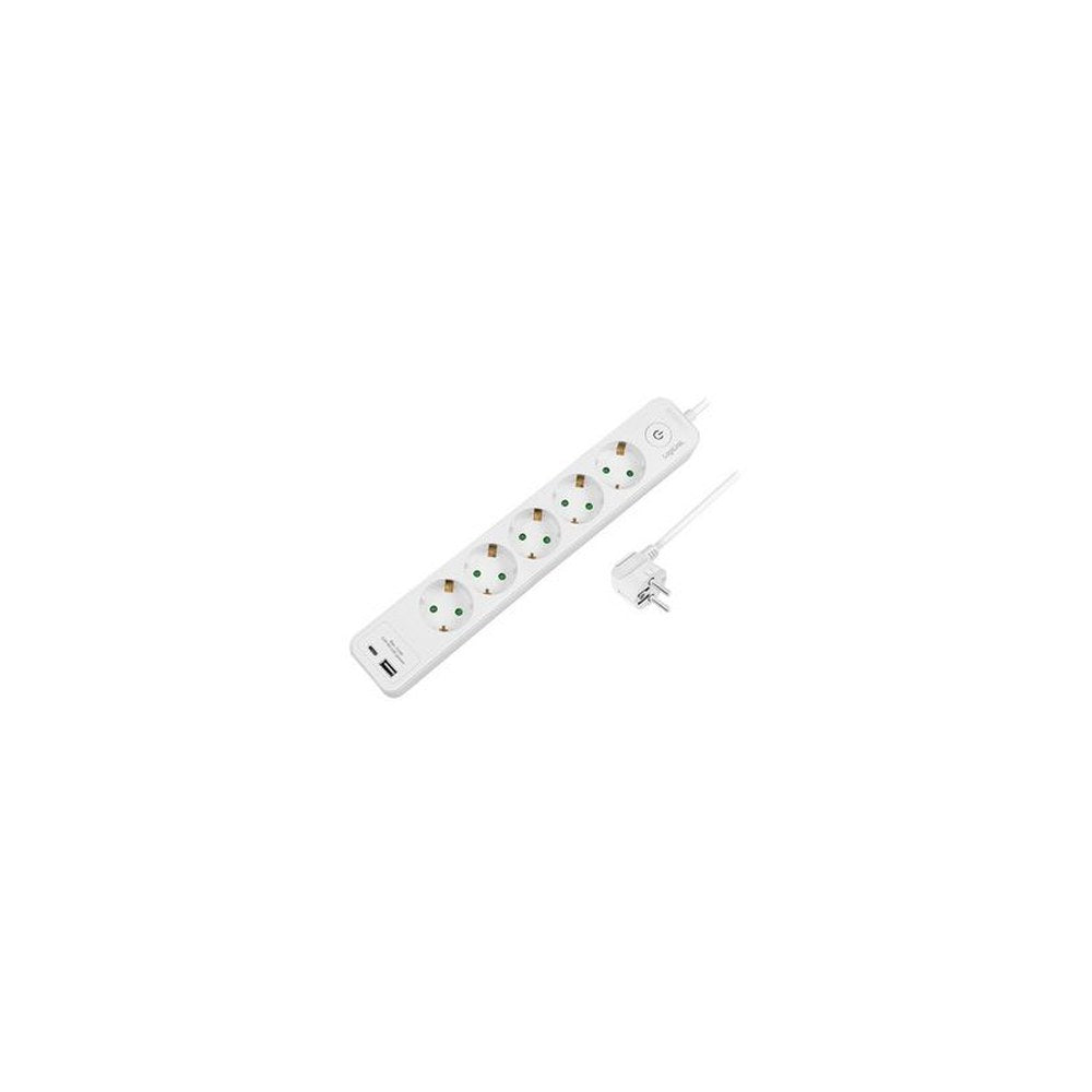 LogiLink Steckdosenleiste, 5-fach, 2x USB, mit Schalter