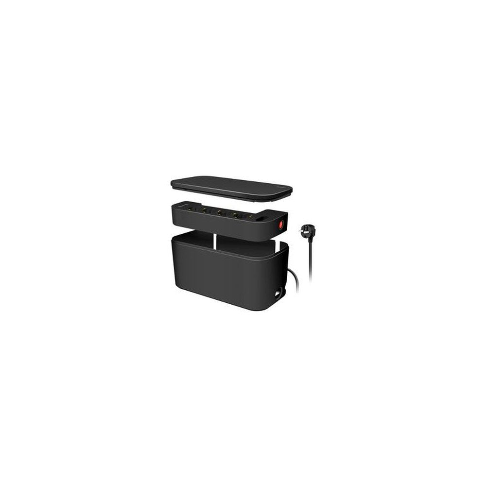 LogiLink Boîtier de câbles avec multiprise, 5 prises, noir