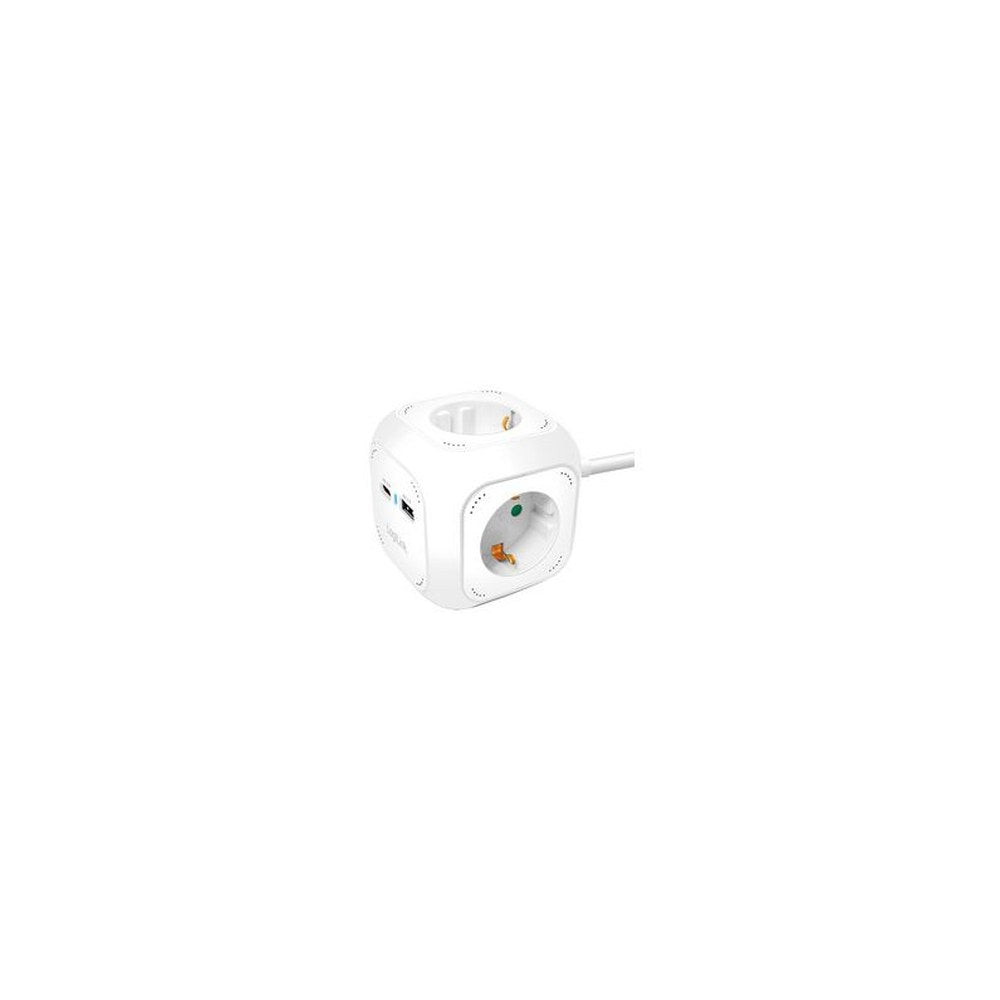 LogiLink Steckdosenwürfel, 4-fach + 2x USB, weiß