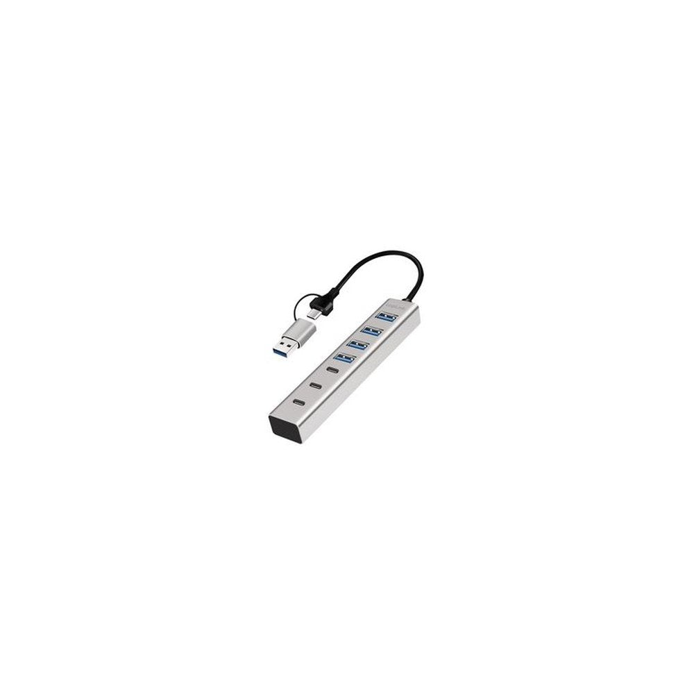 LogiLink Hub USB 3.0, 7 ports, 4x USB-A / 3x USB-C, argent