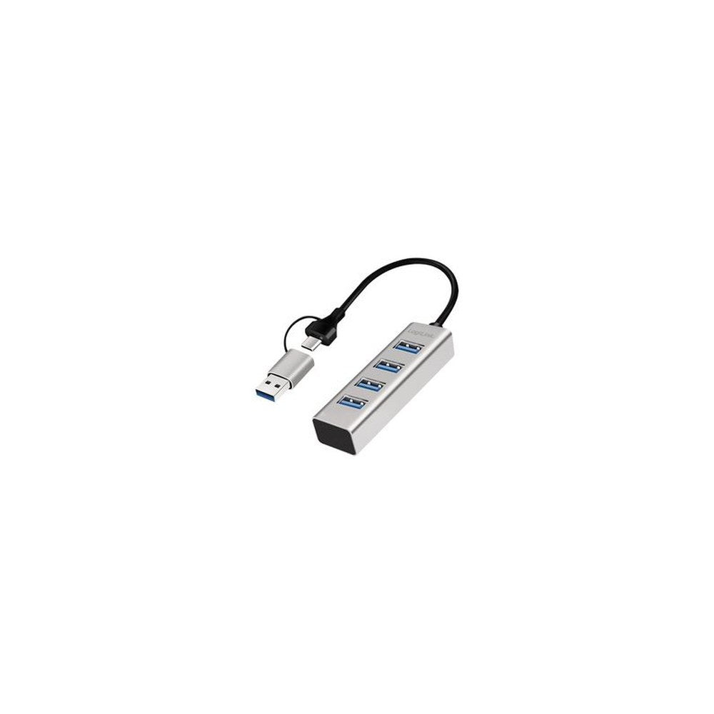 LogiLink Hub USB 3.0, 4 ports, 4x USB-A, argent