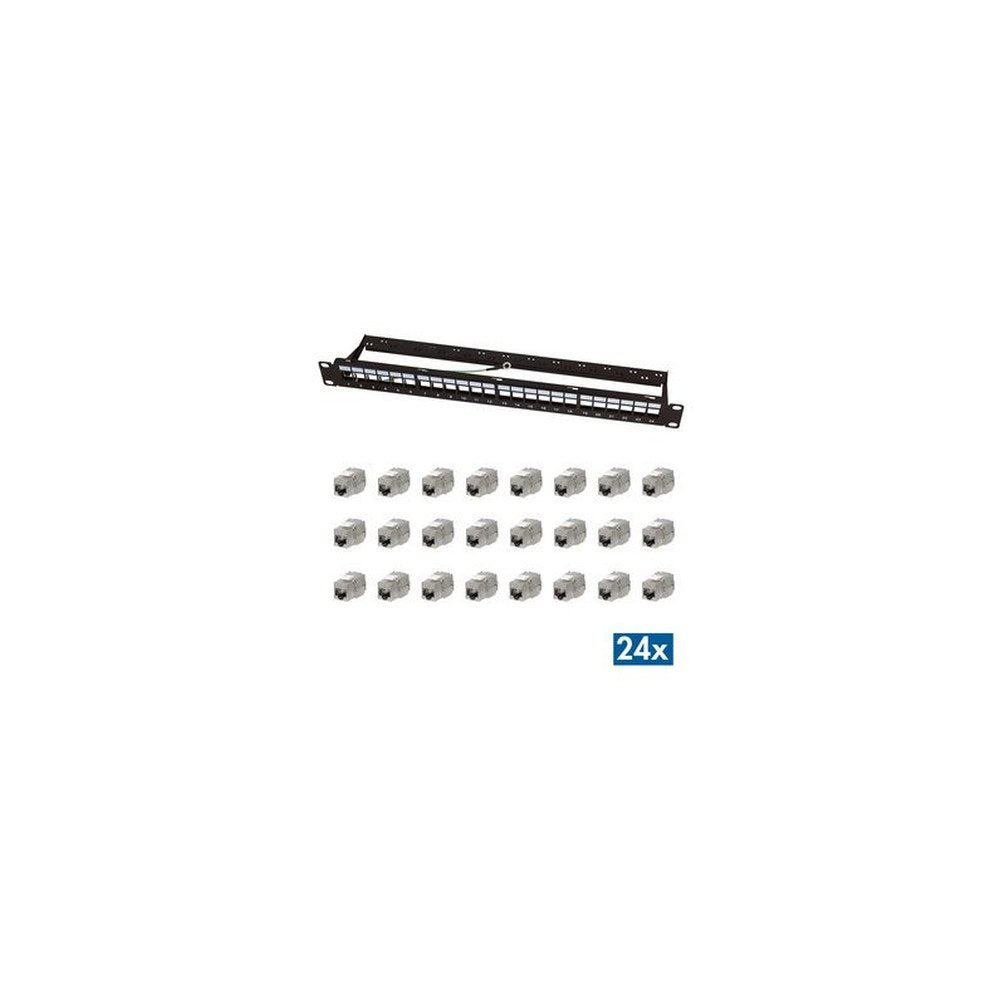 LogiLink 19" Modular Keystone Patch Panel EconLine, 24 Port