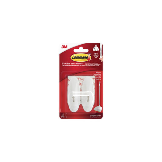 3M Command Crochet avec pointe en métal, blanc, taille: S
