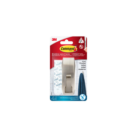 3M Command Crochet en métal "Modern", taille: L, argent