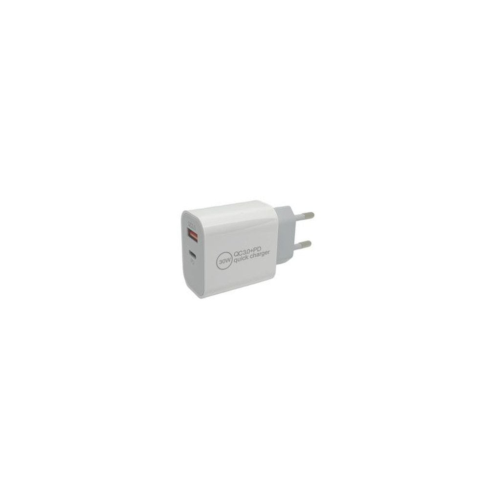 IWH Chargeur secteur USB-C, 1 USB-A / 1 USB-C, 30 W, blanc