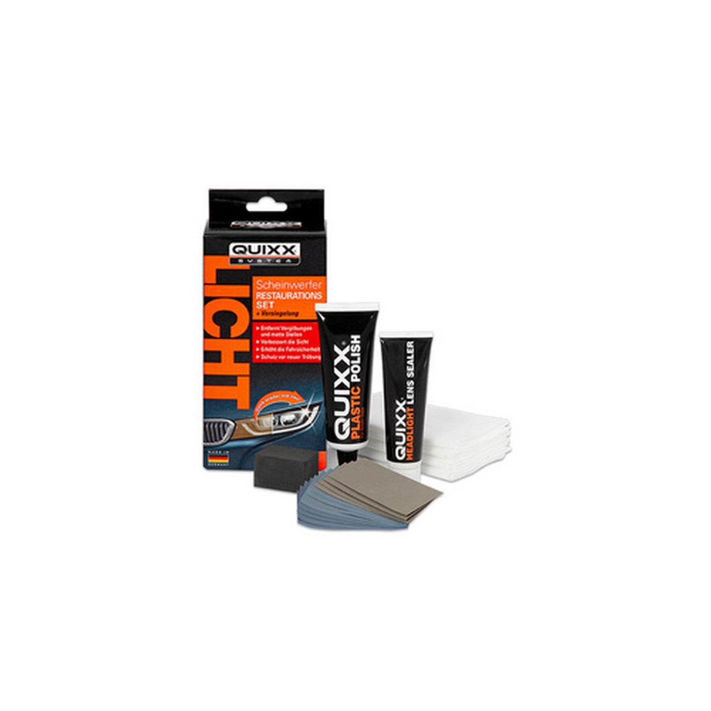 QUIXX Kit de restauration pour phares de voiture, 19 pièces