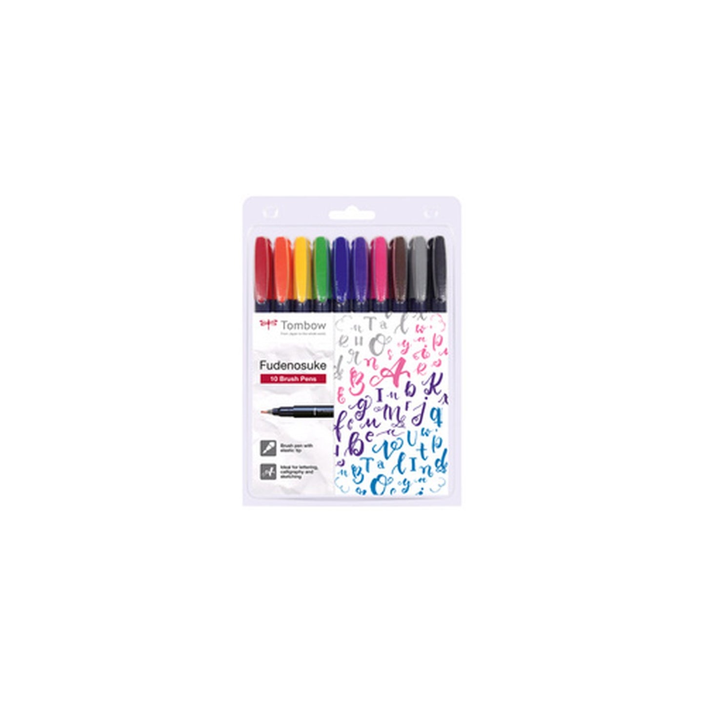 Tombow Stylo de calligraphie Fudenosuke, dureté 1, set de 10