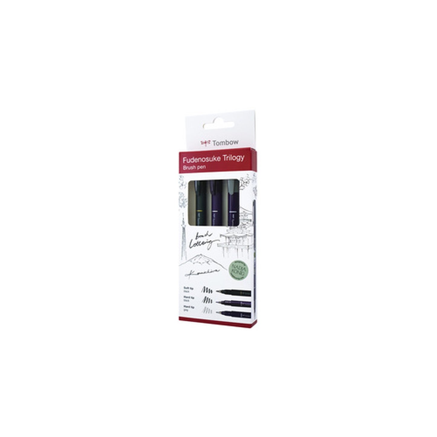 Tombow Crayon de calligraphie Fudenosuke Trilogy, set de 3