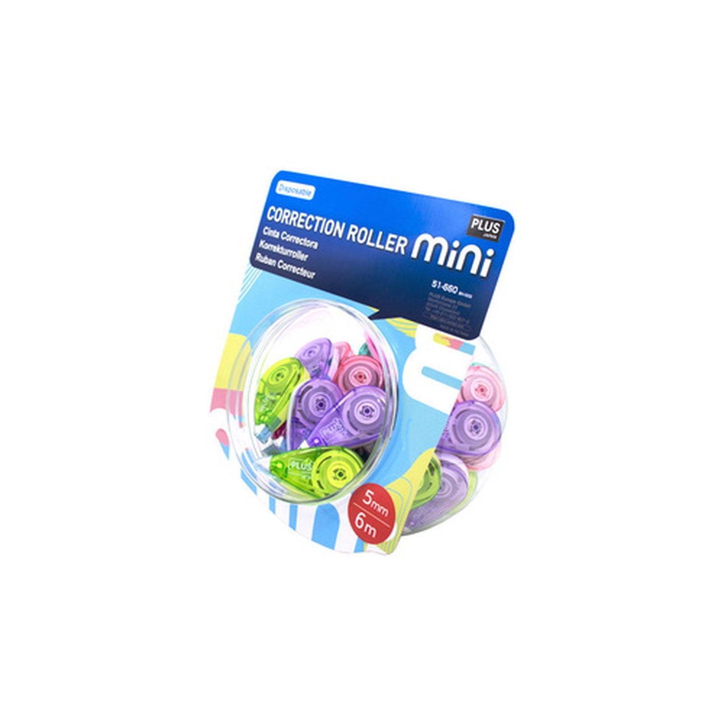 PLUS JAPAN Roller correcteur Mini Pastel Candy Jar, 5 mm x6m