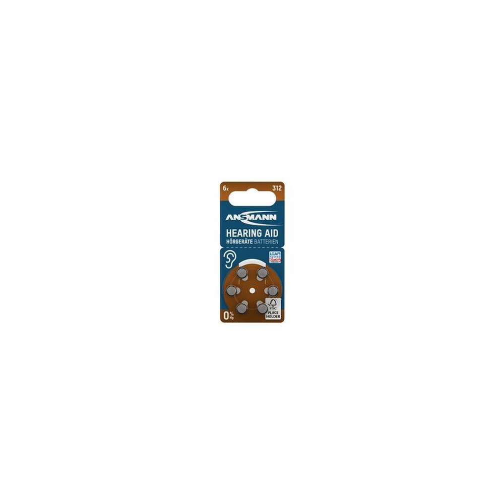 ANSMANN Pile bouton zinc-air 312 (PR-41), blister de 6