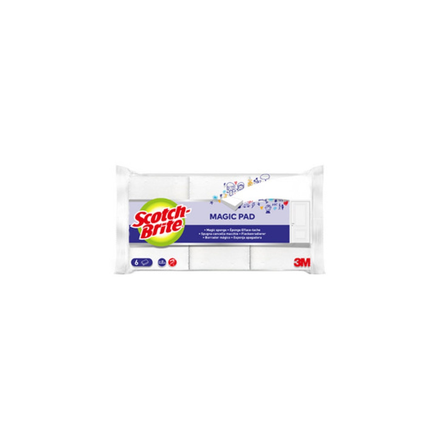 Scotch-Brite Gomme de nettoyage MAGIC PAD, pack de 6, blanc