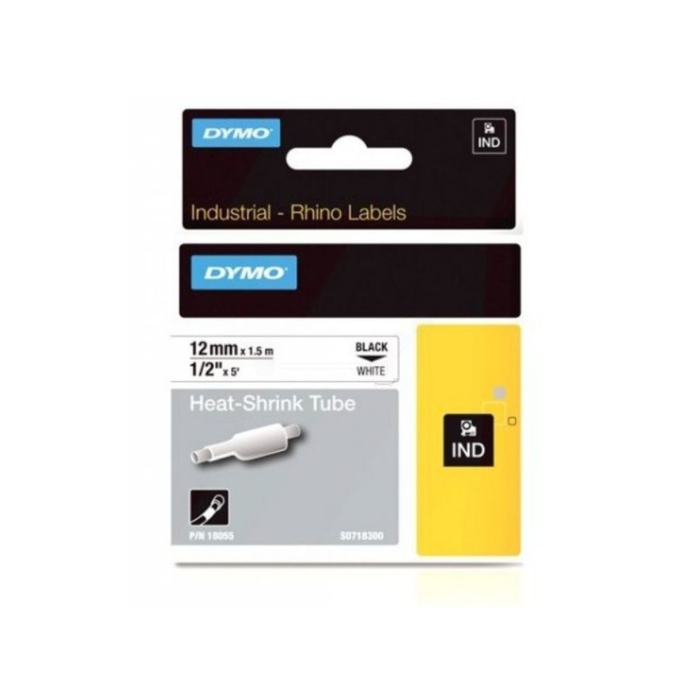 Gaines Thermorétractable d'origines Dymo 18055 / S0718300 - noire, blanche