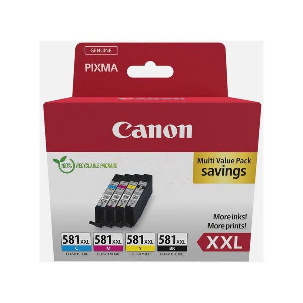 Cartouches d'origines Canon 1998C006 / CLI-581 XXL - multipack 4 couleurs : noire, cyan, magenta, jaune