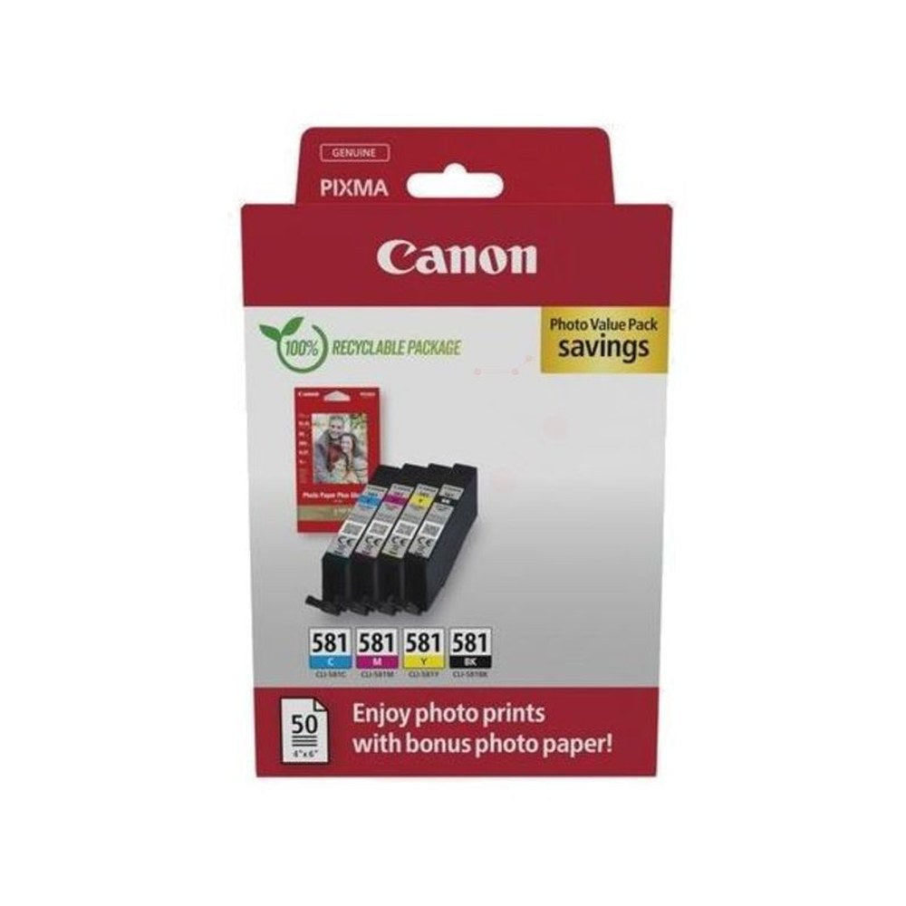 Cartouches d'origines Canon 2106C006 / CLI-581 - multipack 4 couleurs : noire, cyan, magenta, jaune