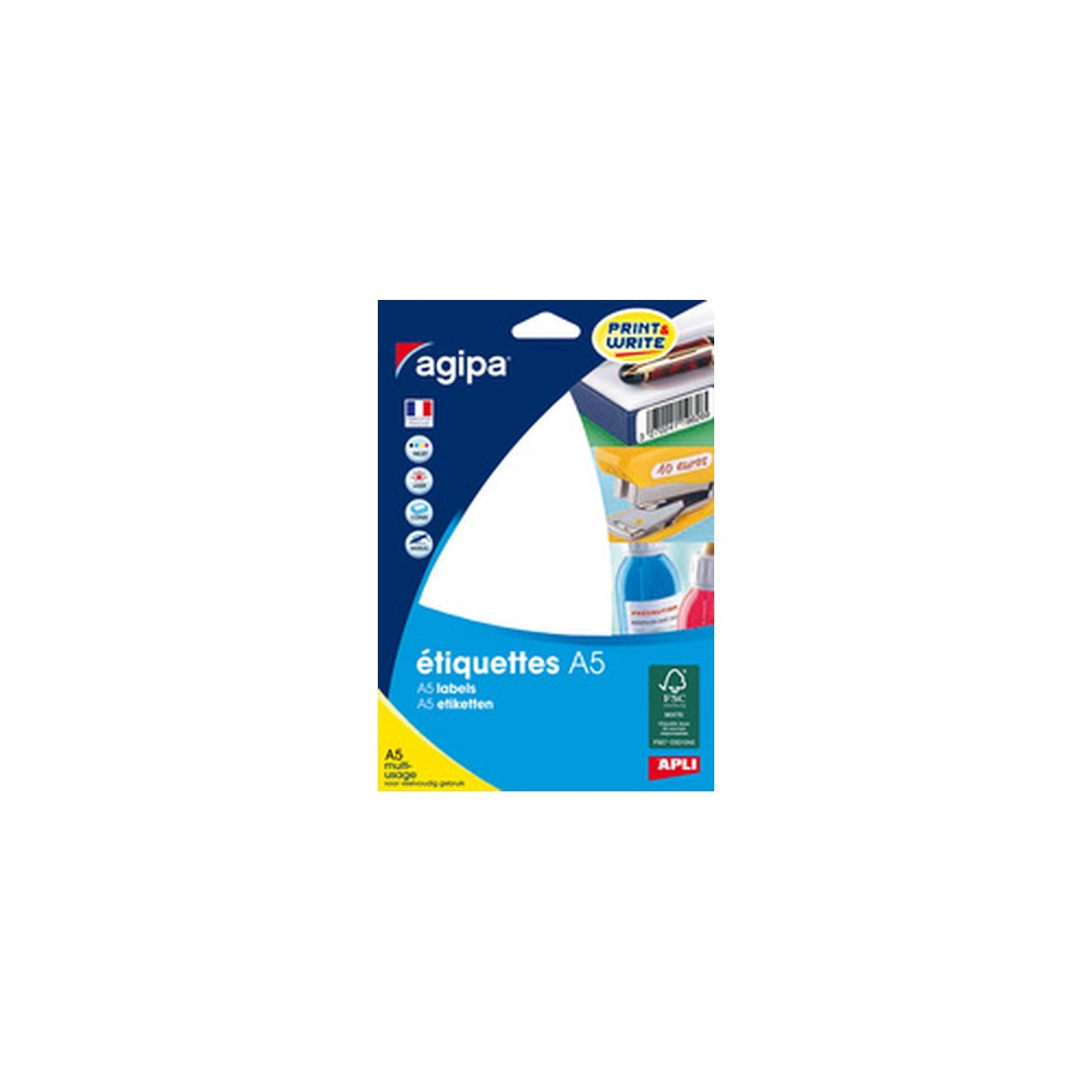 agipa Etiquette universelle, 80 x 45 mm, blanc