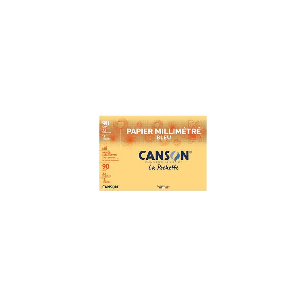 CANSON Papier millimétré, A4, 90 g/m2, couleur: bleu