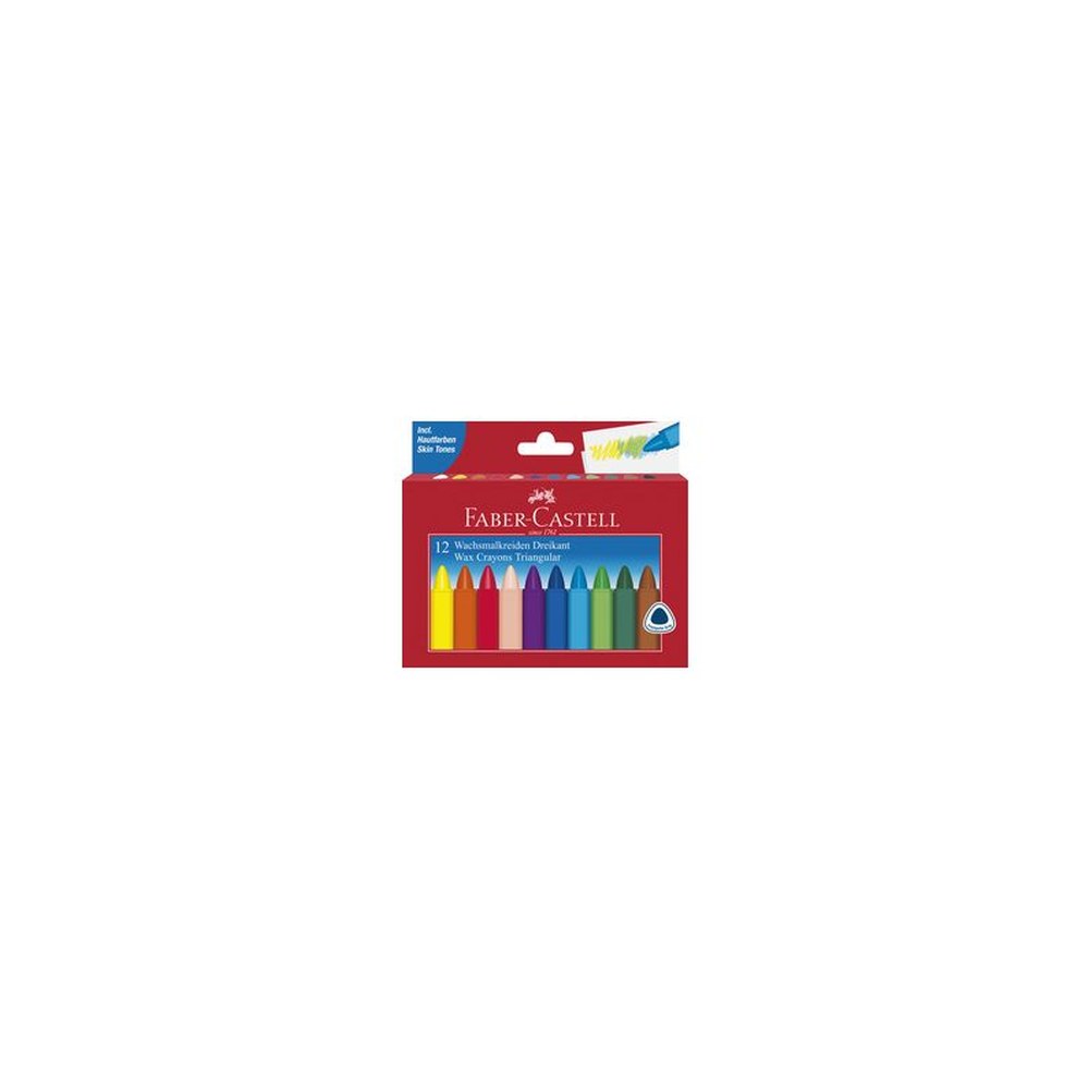 FABER-CASTELL Craie à la cire, triangulaire, étui de 12