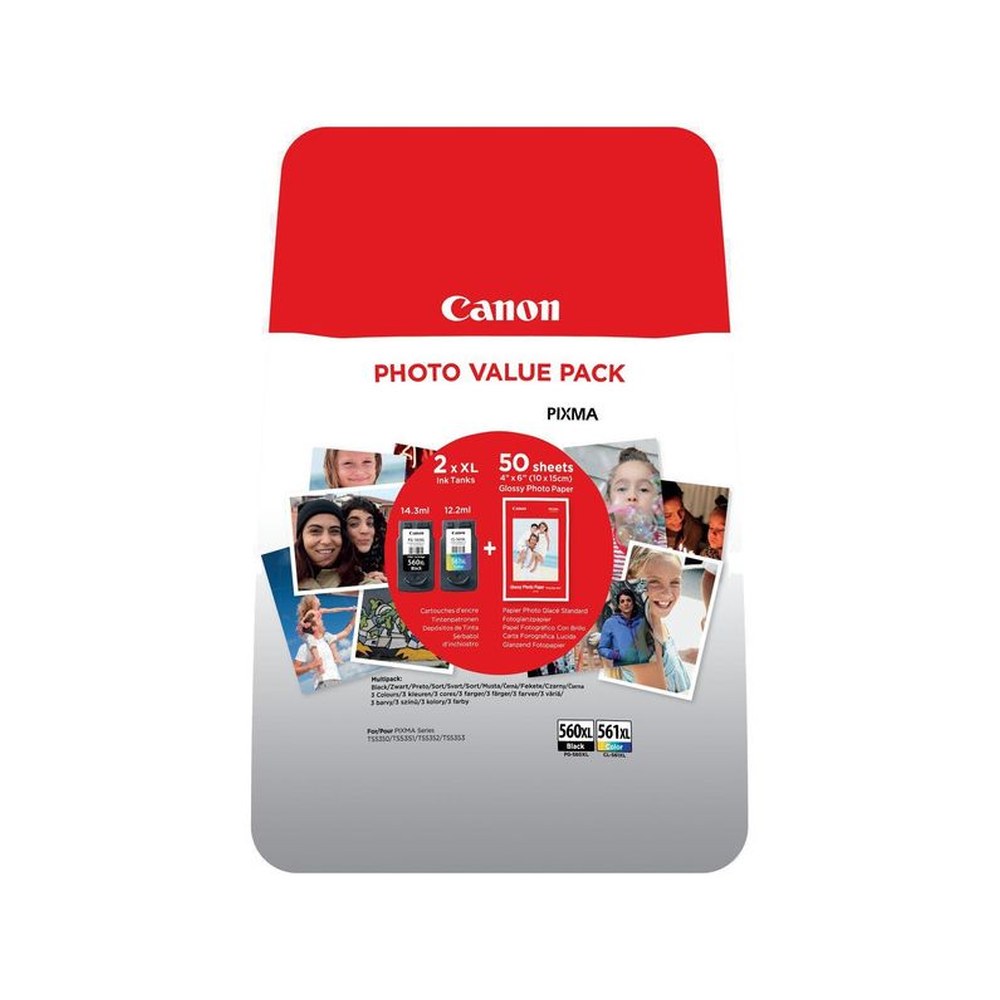Cartouches d'origines Canon 3712C004 / PG-560XL+CL-561XL - multipack 2 couleurs : noire, multicouleur