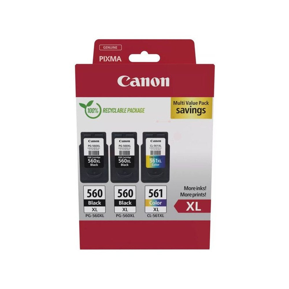 Cartouches d'origines Canon 3712C009 / PG-560XL+CL-561XL - multipack 3 couleurs : noire, multicouleur