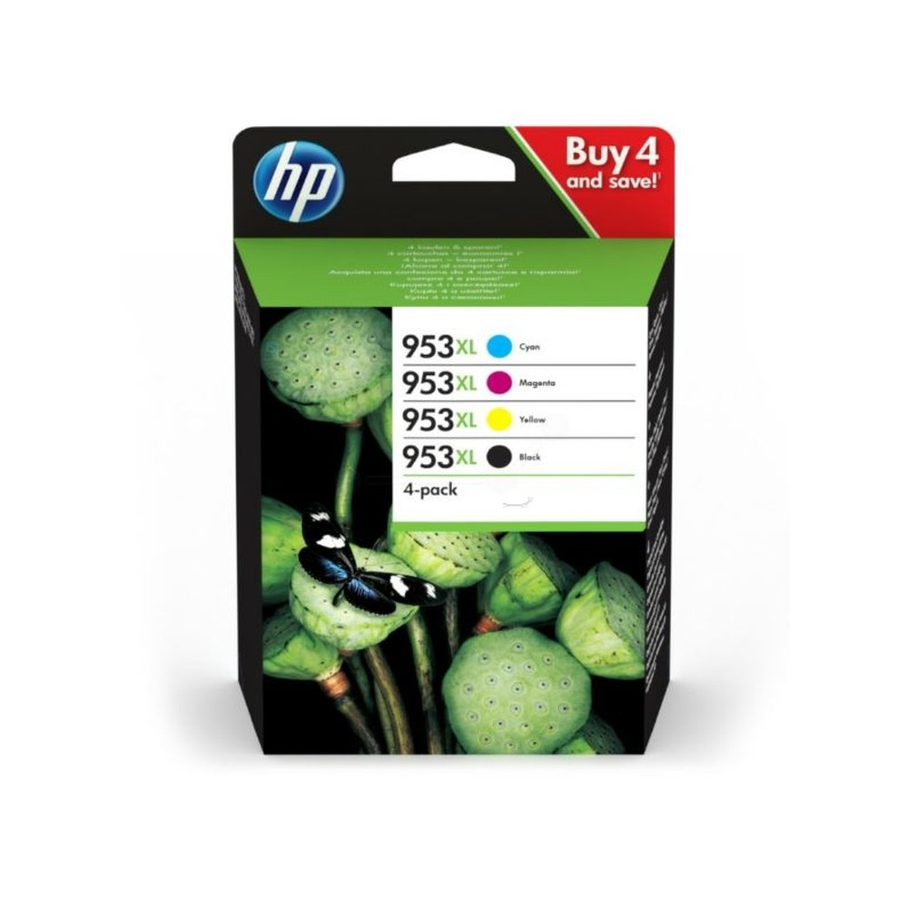 Cartouches d'origines HP 3HZ52AE / 953XL - multipack 4 couleurs : noire, cyan, magenta, jaune