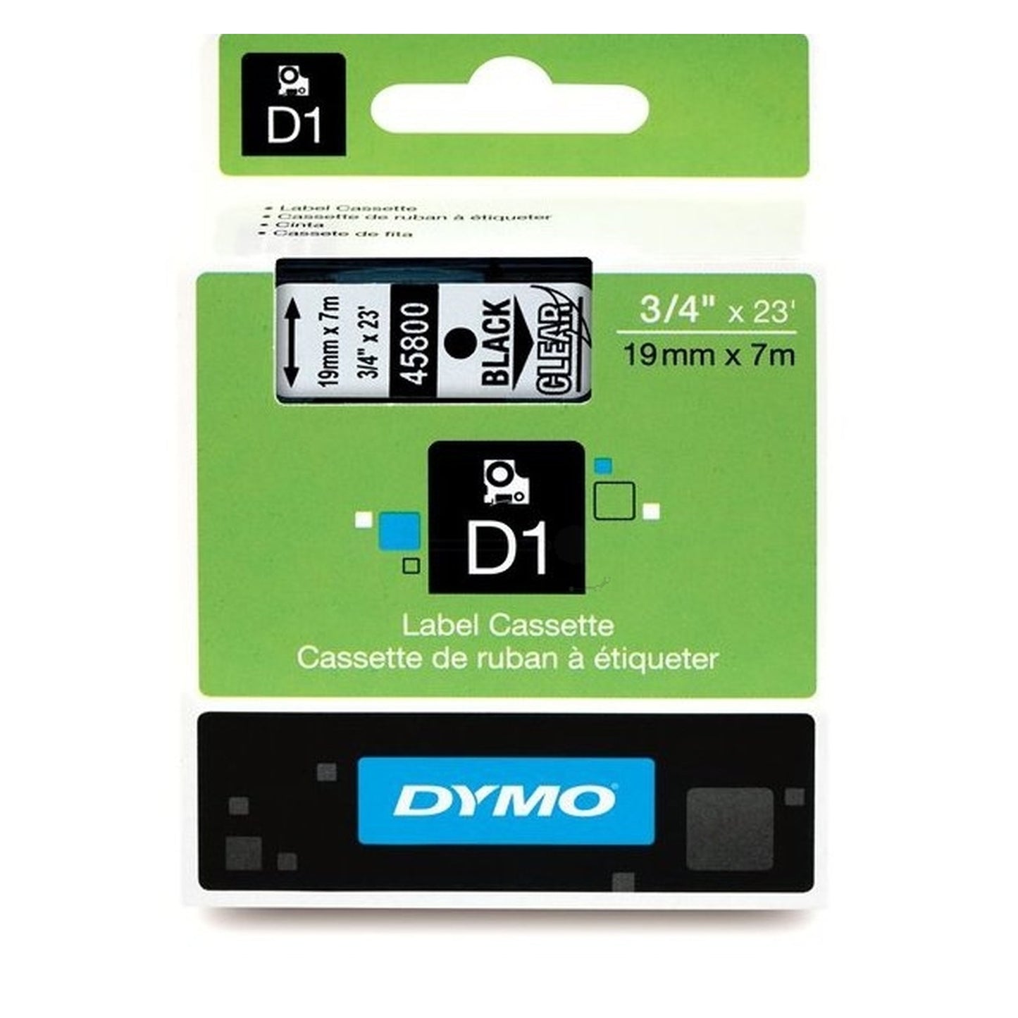 Rouleau d'étiquettes d'origine Dymo 45800 / S0720820 - noir, transparent