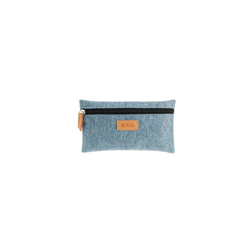herlitz Trousse plate GREENline, bleu chiné