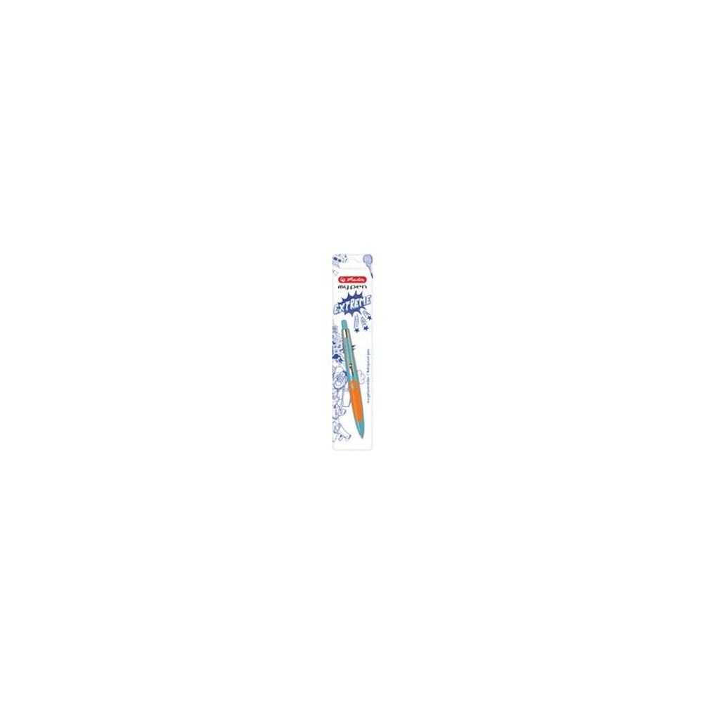 herlitz Stylo à bille rétractable my.pen, turquoise/orange