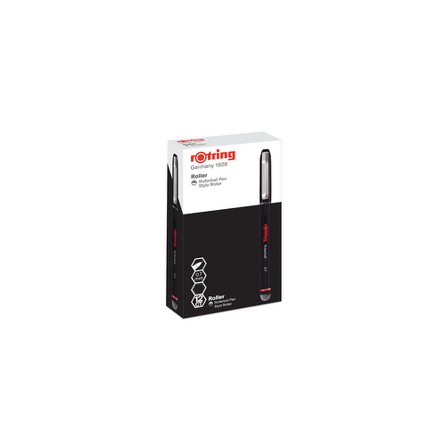 rotring Stylo roller Rollerball, largeur tracé: 0,7 mm, noir x12