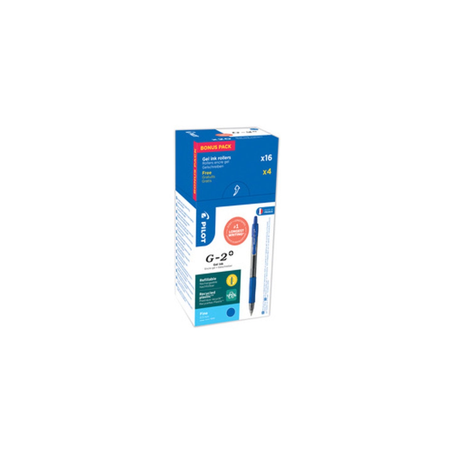 PILOT Stylo roller à encre gel G-2 PLUS 05, VALUE PACK, bleu