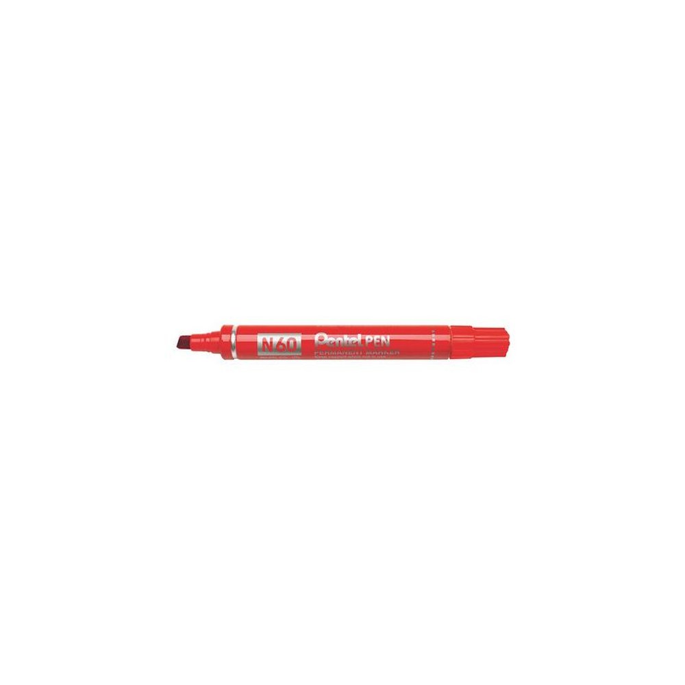 Pentel Marqueur permanent N60, pointe biseautée, rouge