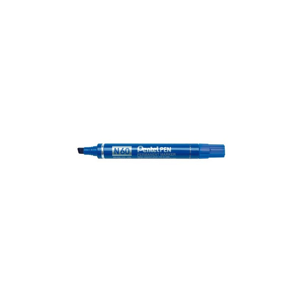 Pentel Marqueur permanent N60, pointe biseautée, bleu