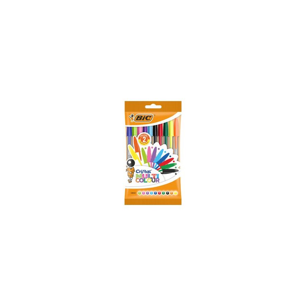 BIC Stylo à bille Cristal Large Multicolor, sachet de 10