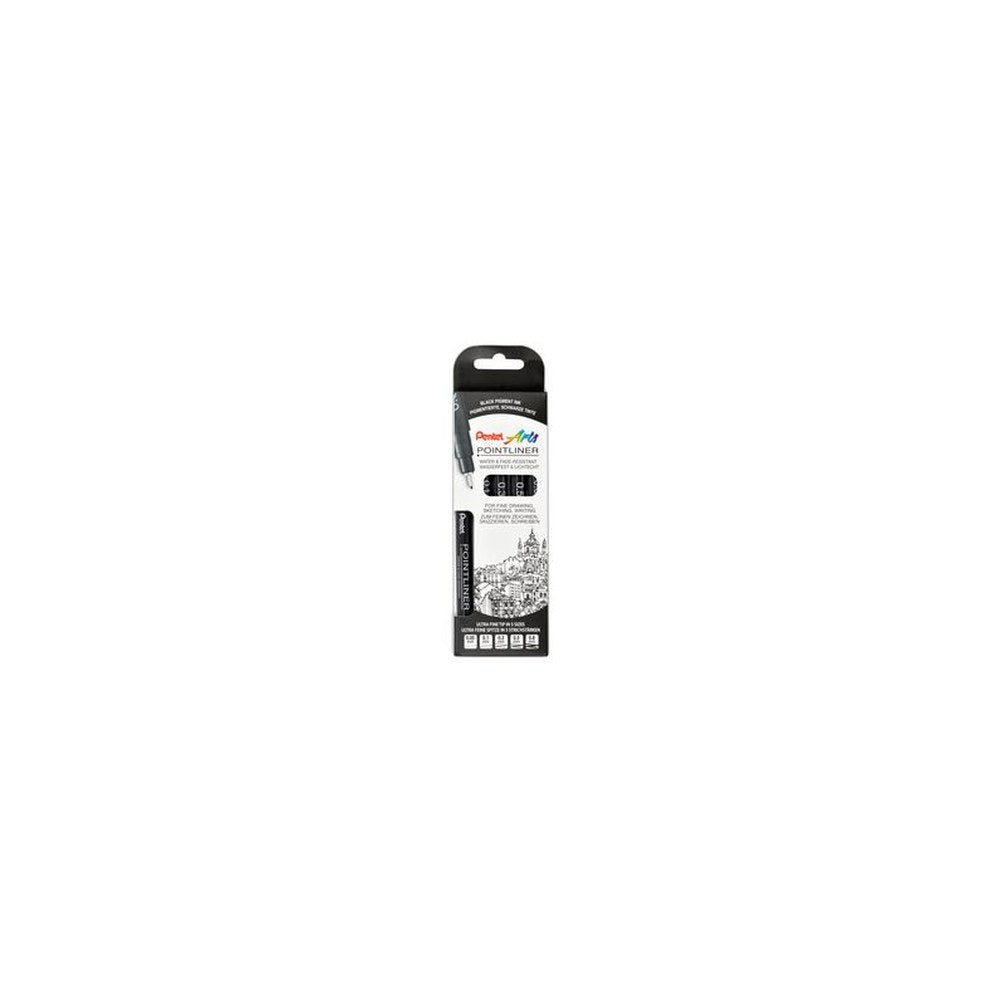 Pentel Feutre technique permanent Pointliner, set de 5, noir