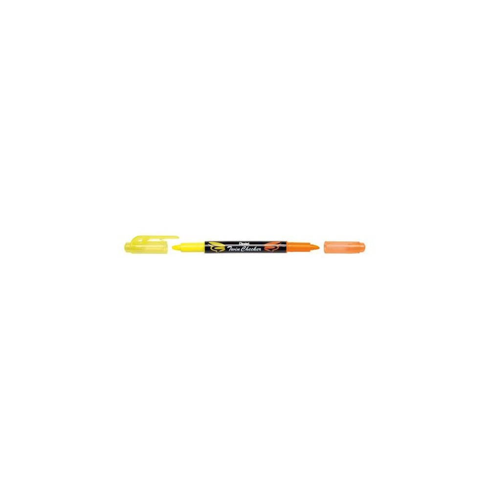 Pentel Surligneur "TWIN CHECKER", 2 pointes, jaune / orange
