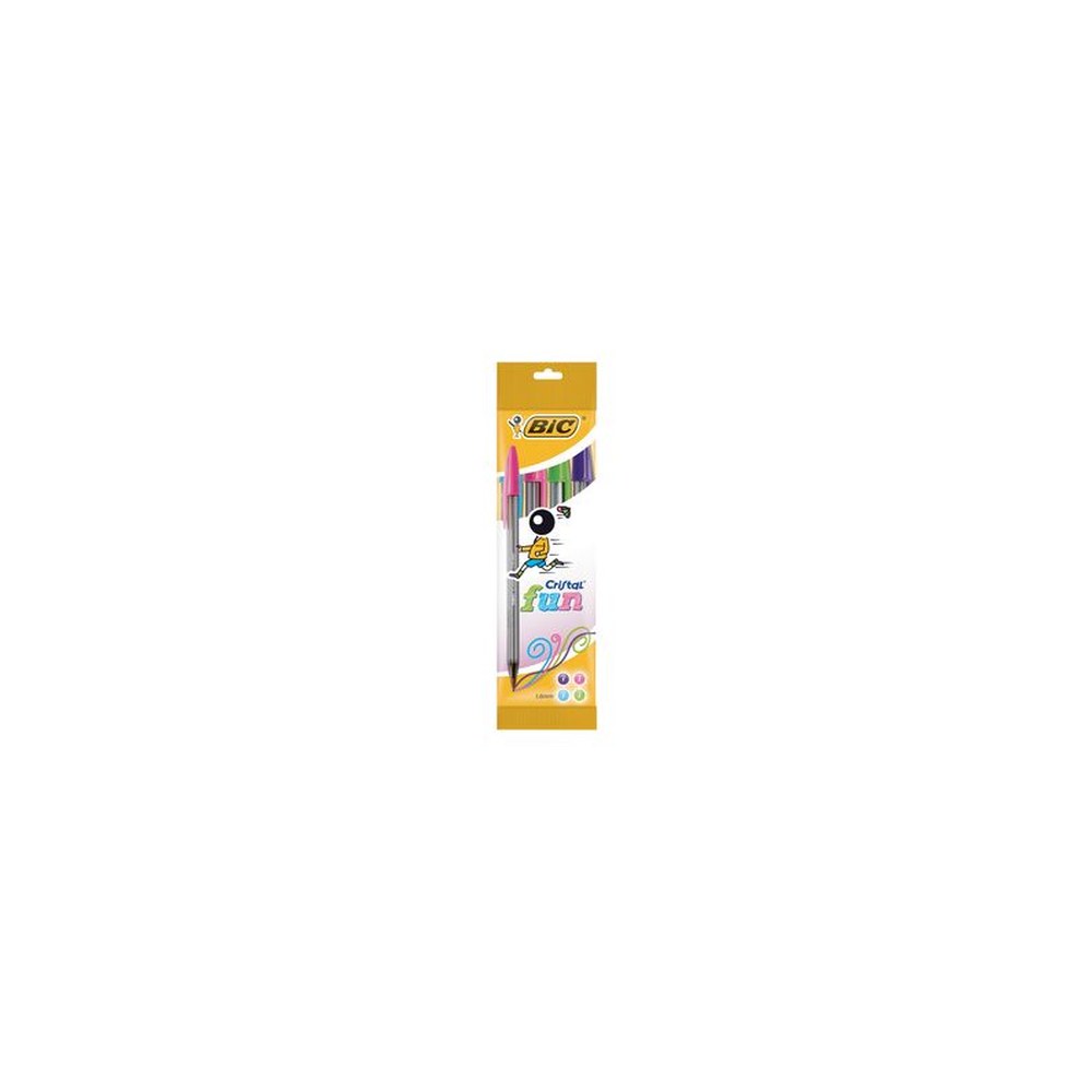 BIC Stylo à bille Cristal Fun, étuit carton de 4