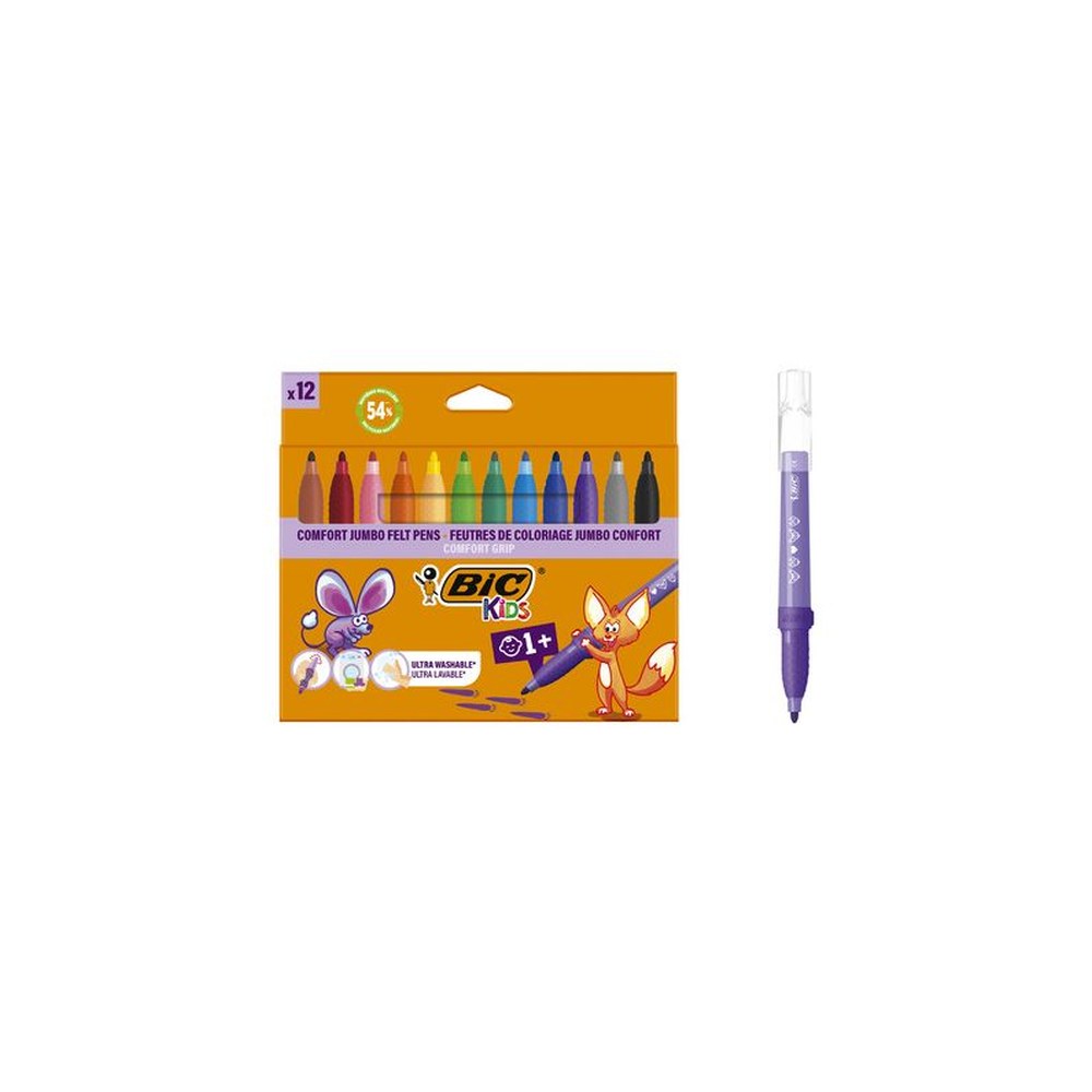 BIC KIDS Feutre Comfort Jumbo, étui en carton de 12