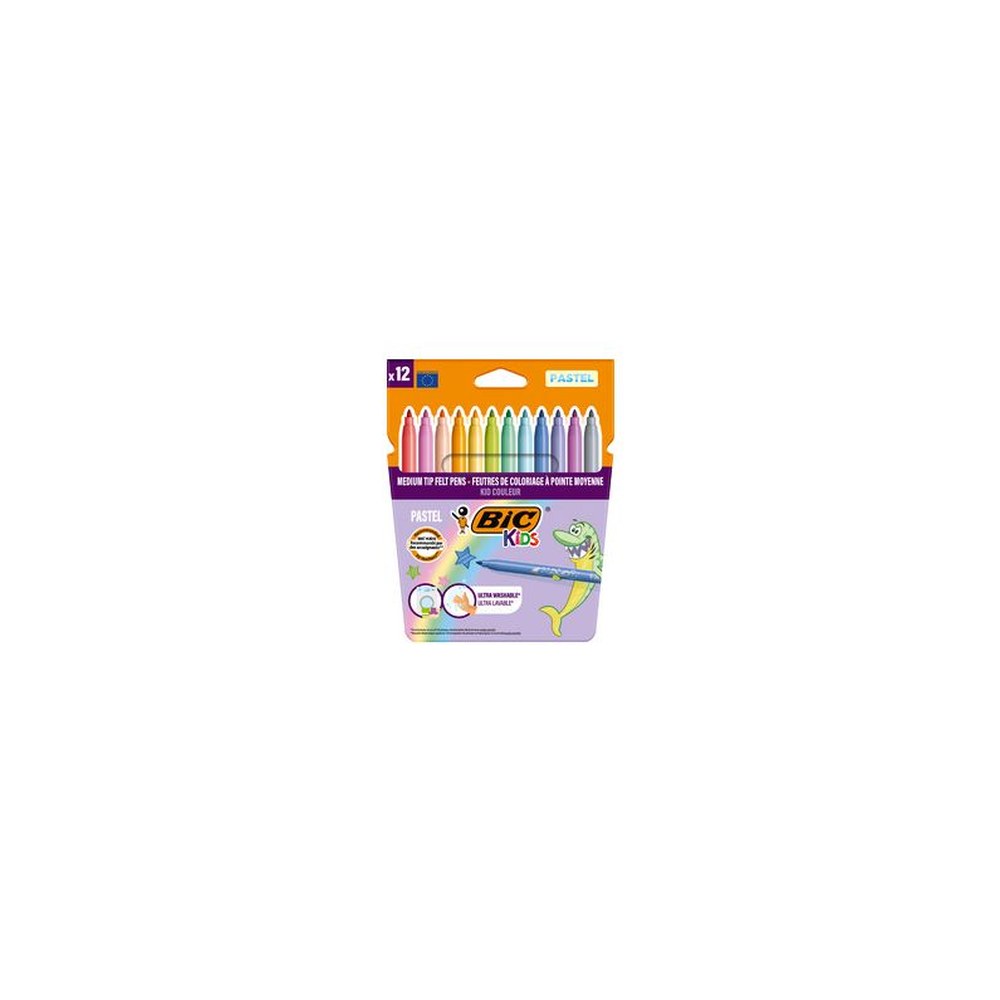 BIC KIDS Feutre Couleur medium Pastel, étui en carton de 12