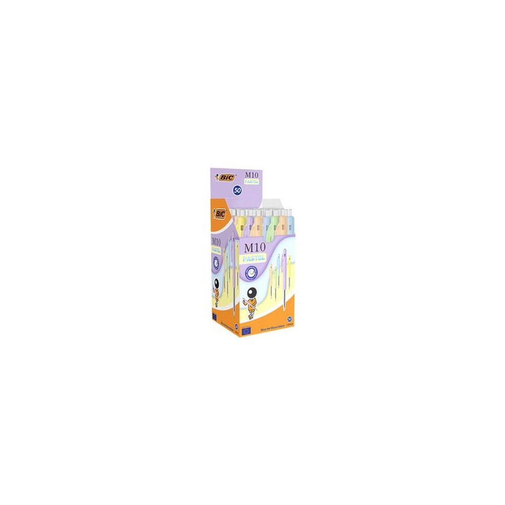 BIC Stylo à bille rétractable M10 Pastel, boîte de 50