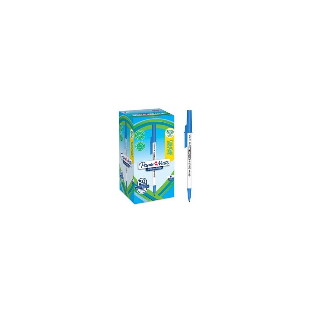 Paper:Mate Stylo à bille Kilometrico, boîte de 50, bleu