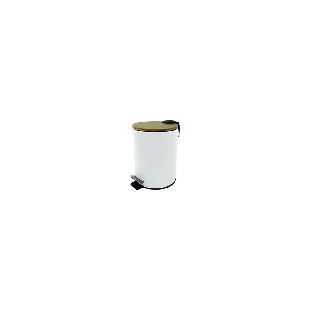 helit Poubelle à pédale "the bamboo", 3 litres, blanc