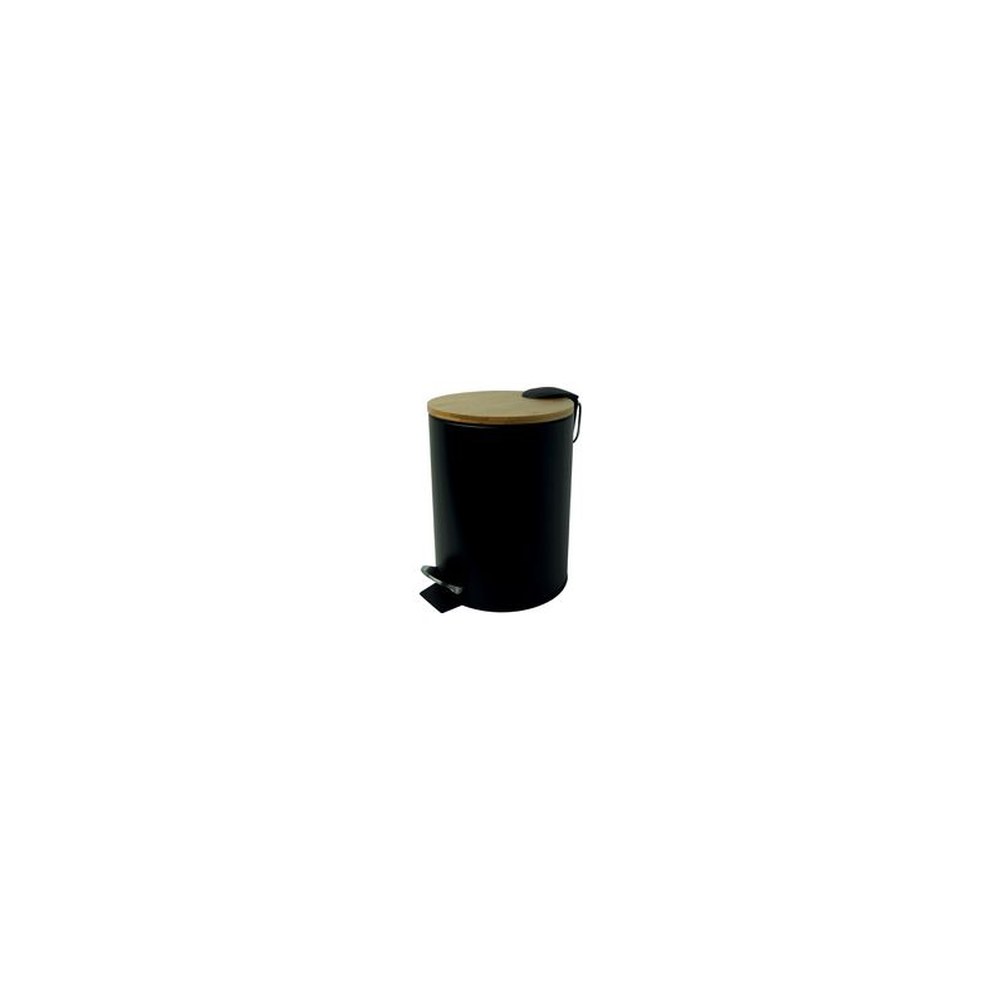 helit Poubelle à pédale "the bamboo", 3 litres, noir