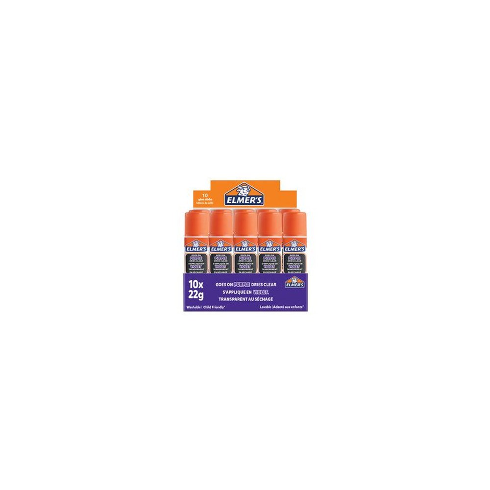 ELMER'S Bâton de colle Disappearing Purple, 22g, boîte de 10 x10