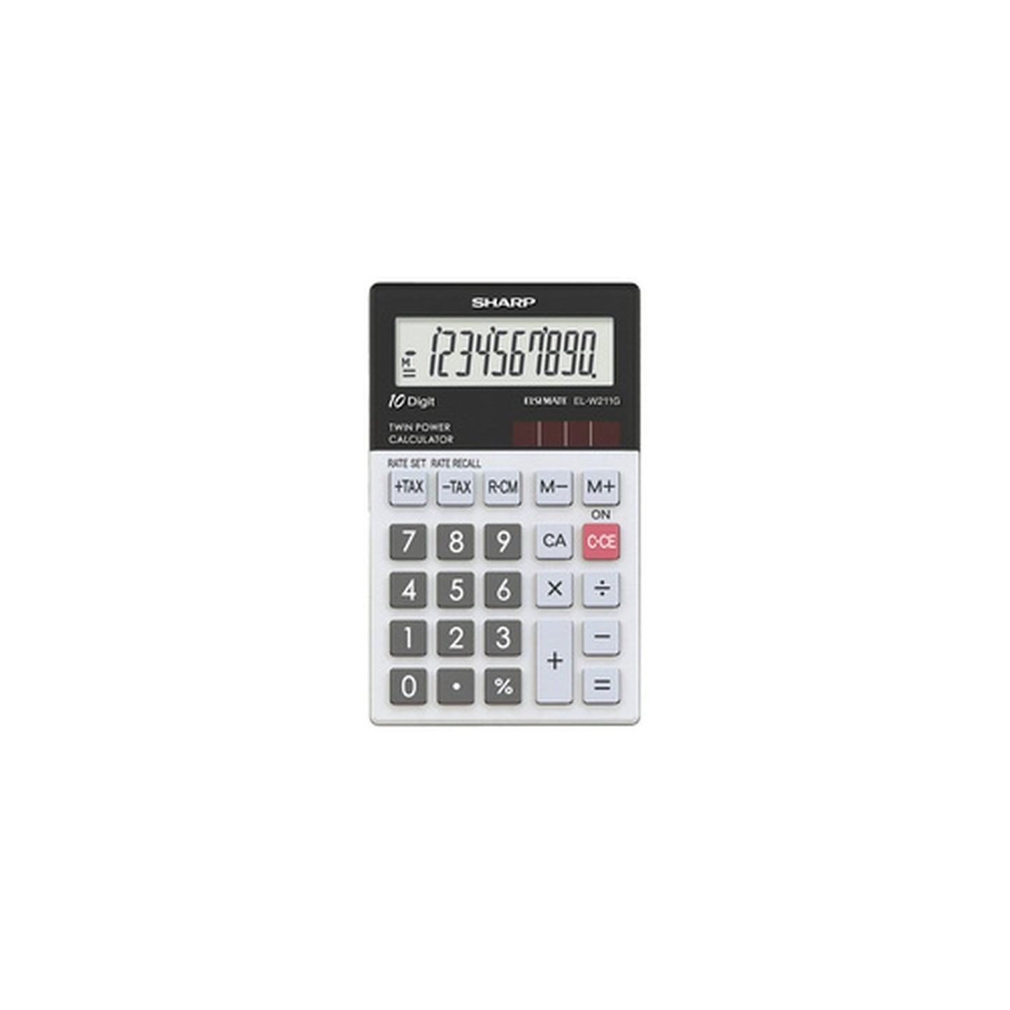 SHARP Calculatrice de poche modèle EL-W211G GY, alimentation
