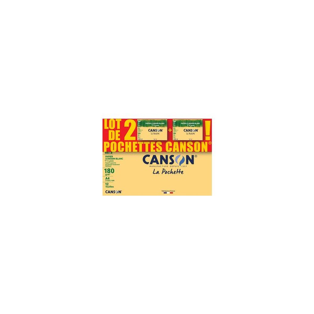 CANSON Papier à dessin "C" à grain, A4, lot de 2