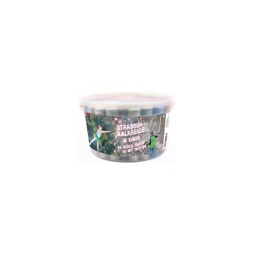 JAMASIA Craie de trottoir avec paillettes, seau de 50