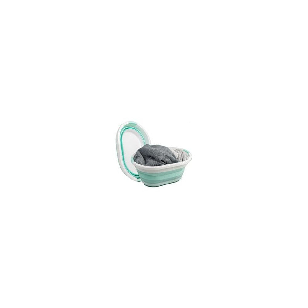 Linden Berg Corbeille à linge, pliable, turquoise/blanc
